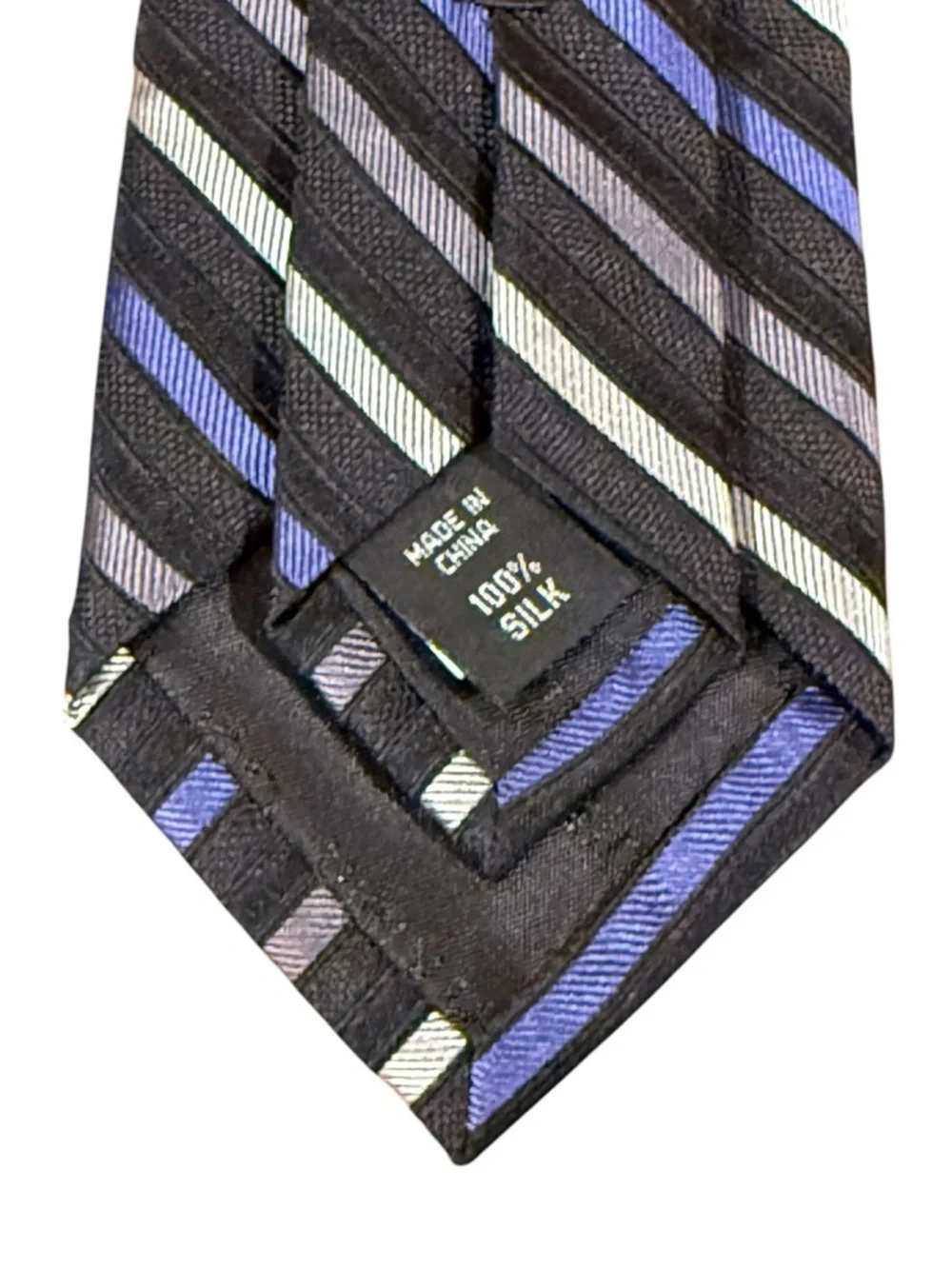 Classic Men’s Diagonal Stripe Tie in Black, Blue & Gray